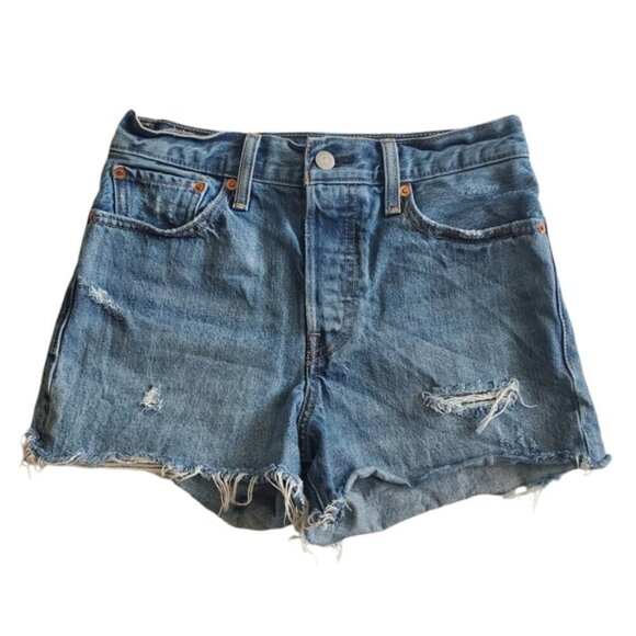 Levi's Distressed Blue Wedgie Short Size 27 - Picture 1 of 10
